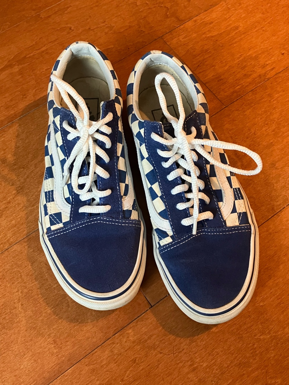 Blue Vans 7.5, Blue Checkerboard Vans, Platform Vans Sneakers, Suede Vans Womens
